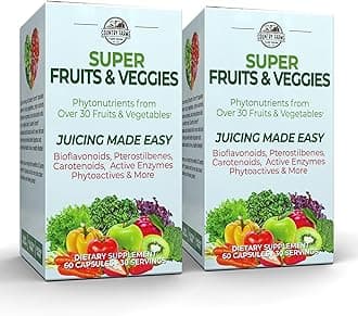 COUNTRY FARMS Super Fruits and Veggies Capsules, Whole Food Supplement, Powerful Antioxidant, Supports Energy, Immune Health, Boosts Digestive Health, 30 Organic Super Foods, 60 Servings, 2 Pack