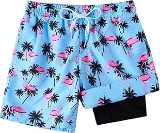 TUONROAD Boys Swim Trunks with Compression Liner Quick Dry Board Shorts with Boxer Brief Lined Bathing Suit 8-20 Years