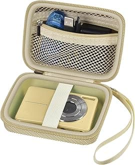 Case Compatible with VAHOIALD FHD 1080P Digital Camera/for CAMKORY Digital Point and Shoot/for Kodak PIXPRO FZ45-BK 16MP Vlogging/for IWEUKJLO/for Nsoela, Holder for SD Card More (Light Brown)