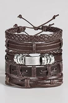 Shining Diva Fashion Genuine Leather Bracelet Wraps Casual Skin Friendly Bracelets for Men Boys