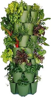 Greenstalk 7 Tier Leaf Vertical Planter for Growing a Variety of Strawberries, Vegetables, Herbs, & Flowers (Evergreen)