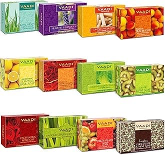 VAADI HERBALS Assorted Luxurious Handmade Soaps, 75 g, Pack of 12