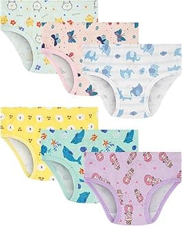 100% Cotton Girls Underwear Tagless Comfort Toddler Panties (6-Pack)
