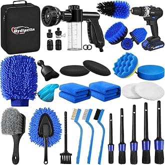 Qydipclin 35Pcs Car Detailing Kit, Car Detailing Brush Set, Car Wash Cleaning Kit, Car Detailing Brushes, Professional Car Care Kit for Interior Exterior Wheels, Blue