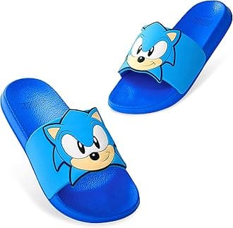 Sonic The Hedgehog Boys Sliders Sizes 10-2 Kids Anti Slip Holiday Travel Official Merchandise Gifts for Boys