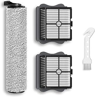 1+2 Pack iFloor 3/ S3 Brush Roller and HEPA Filter Set Compatible with Tineco iFloor 3/ Floor One S3 Cordless Vacuum Cleaners, 1 Pack Brush Roller + 2 Pack Vacuum HEPA Filters + 1 Pack Cleaner Tool