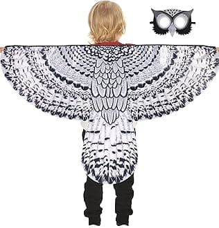 D.Q.Z - Bird Wings Costume with Mask for Kids Birthday Gifts for Boys Girls Owl Eagle Parrot Role Play Hallowen Party
