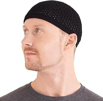 CHARM Casualbox | Knit Cotton Skull Cap | Kufi Islam Prayer Hat | Crochet Mesh Skully Beanie | Men's Headwear for All Seasons