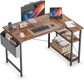 CubiCubi L Shaped Desk, 40" Computer Desk with Reversible Storage Shelves Home Office Corner Desk Study Writing Gaming Table, Brown