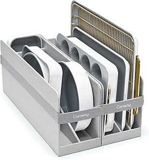 Nonstick Ceramic Bakeware Set (11 Pieces) - Baking Sheets, Assorted Baking Pans, Cooling Rack, & Storage - Aluminized Steel Body - Non Toxic, PTFE & PFOA Free - White