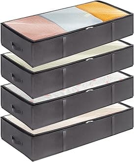 90L 4 Pack Under Bed Storage Containers, Lifewit Large Capacity Blanket Storage Bags with Reinforced Handle, Organization and Storage for Comforters, Sheets, Clothes, Bedroom, Closet, College Dorm, Grey
