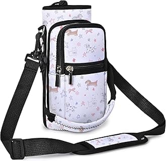 AUPET Water Bottle Sling Bag Sleeve Holder Carrier 25/32/40/64 oz,Insulated Crossbody Water Bottle Case Cover with Strap and Pockets for Men/Women Walking Hiking (Star Dog, 25oz)