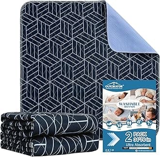 OUTCREATOR® Washable Bed Pads 34" x 76" (Pack of 2), Incontinence Mattress Protector, Anti-Slip Waterproof Underpads for Adults Kids Elderly Pets, Absorbency & Reusable Bedwetting Pads (Navy Blue)
