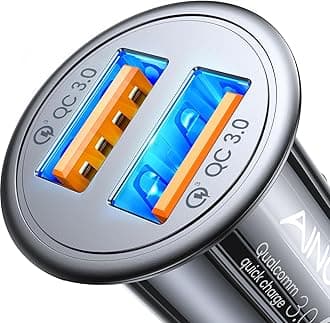 AINOPE USB Car Charger, [Dual QC3.0 Port] 36W/6A [All Metal] Fast Car Charger Mini Cigarette USB Adapter Quick Charge Compatible for iPhone 11/11 Pro/XR/X/XS, Note 9/Galaxy S10/S9/S8, iPad Air (Black)