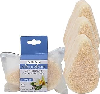 Anti Cellulite Body Wash in a 20+ Wash Sponge, Vanilla Bean, 3 Count