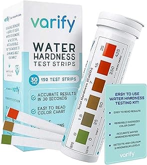 Premium Water Hardness Test Kit | Fast, Accurate Testing Strips for Softener, Dishwasher, Well, Spa, Pool | 150 Strips at 0-425 PPM | Calcium and Magnesium Total Hardness