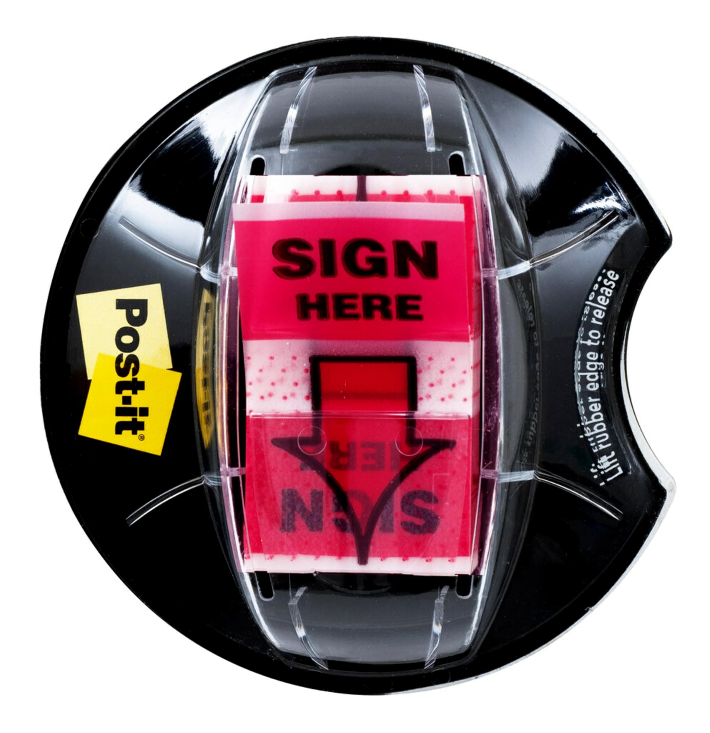 Post-it Message Flags, Sign Here 1 in. x 1.7 in., One Dispenser with 200 -Count Red Sticky Tabs Per Dispenser, Removable Page Markers to Mark Tax, Real Estate, and Legal Documents (200 Flags Total)