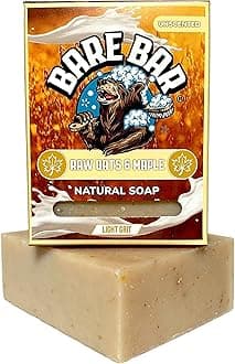 Mens Soap - Bare Bar - Natural Mens soap bar UK - Handcrafted Exfoliating Cold Process Natural Body Soap bar for Men - Vegan, Plastic Free, Cruelty Free, 142g, hand soap (Unscented)