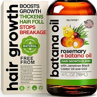 Batana Oil for Hair Growth Oil with Rosemary Castor, 100% Pure, Organic, Cold-Pressed, Unrefined Batana from Honduras by Dr. Sebi - Natural, Vegan, for Strong Roots and Thick Hair, 4oz