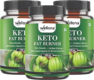Keto Fat Burner 90 Capsules 1000MG, Weight Loss Supplement with Garcinia Cambogia, Green Coffee Beans Green Tea Extract Metabolism Booster Thighs, Belly Fat Burner for Men & Women (Pack of 3)