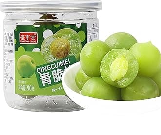 Crisp Green Plum Plums Sweet and Sour Dried Fruit - Li Hing Mui Saladitos Salted Plums Mexican Style, Infused with Tart Flavor, 200g Can - Perfect for Snacking or Recipes.(Japanese apricot Prunus mume 青口梅)