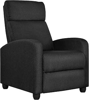 Yaheeteh Recliner Chair Adjustable Modern Single Reclining Sofa Upholstered Chair Fabric Recliner with Pocket Spring Living Room Bedroom Home Theater Black