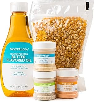 Nostalgia Hot Air & Kettle Kit 3 Seasonings, Oil, Popcorn Kernels, Pack of 1
