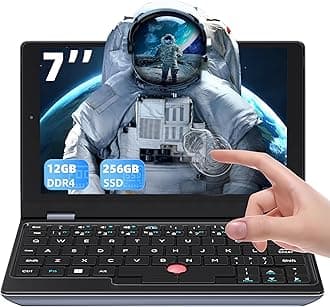 All Metal 7'' HD Touchscreen Ultra-Light Mini Laptop: Celeron J4105 12GB RAM,256GB SSD, Win 11 Pro/MS Office 2019, WiFi, USB3.0, Mini HDMI, Webcam, TF Card - for Business and Students (12G+256GB)