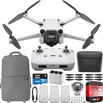 DJI Mini 3 Pro Camera Drone Quadcopter + RC-N1 Remote Controller (No Screen) + Fly More Kit, 4K/60fps Video, 48MP Photo, Tri-Directional Obstacle Sensing, Bundle with Deco Gear Backpack + Accessories