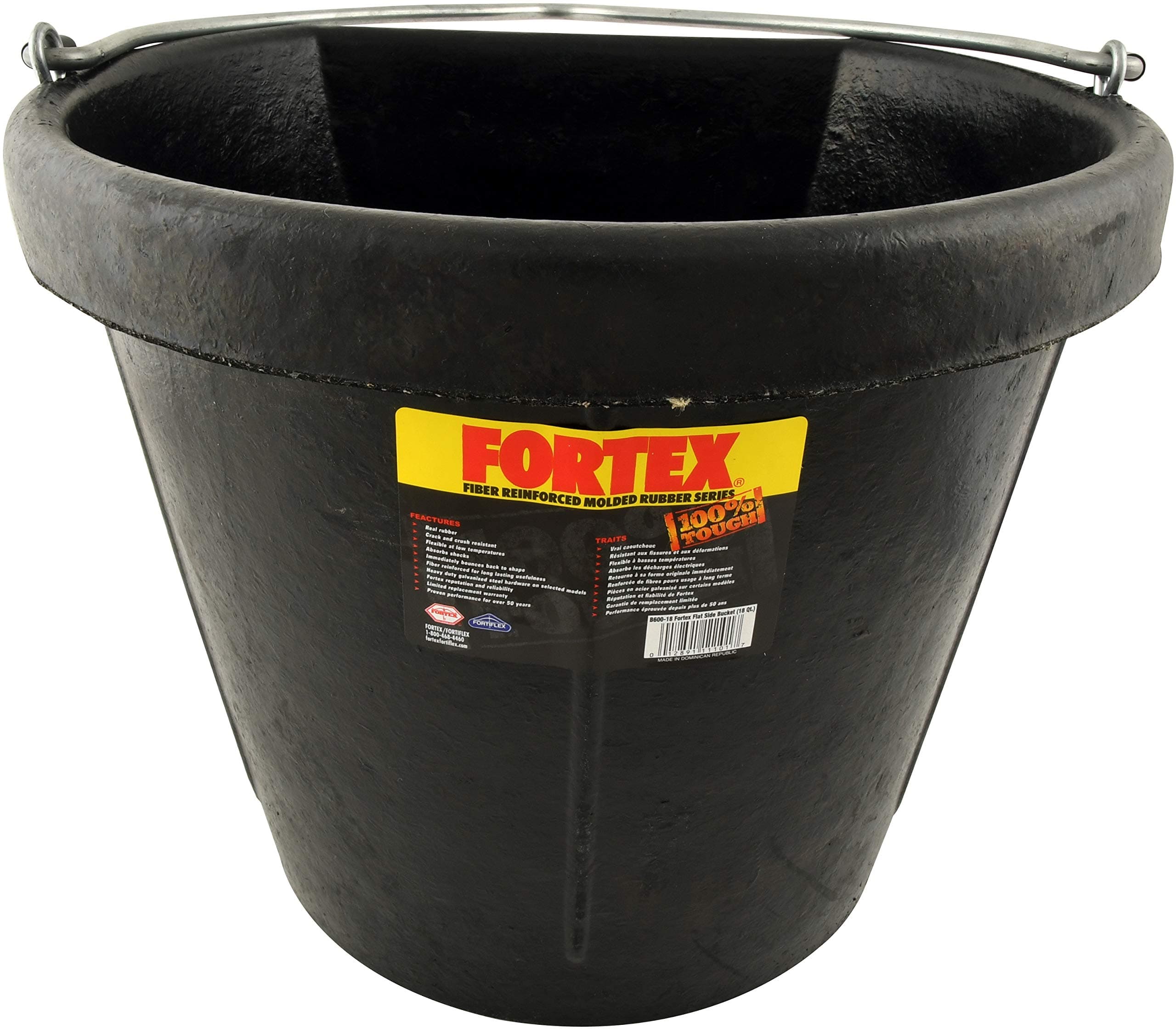 Fortex Flat Side Feed Bucket for Horses, 18-Quart