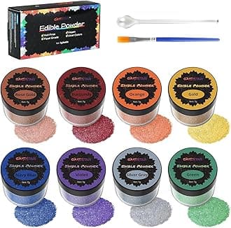 Cakestar Edible Glitter, 8 Colors Edible Luster Dust, Edible Glitters for Drinks, Food Shimmer Dust for Cookies, Cake Decorating, Strawberries, 7g/bottle