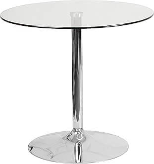 Flash Furniture 31.5'' Round Glass Table with 29''H Chrome Base
