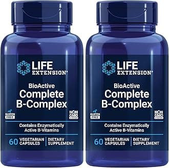Bioactive Complete B-Complex, Heart, Brain and Nerve Support, Healthy Energy, Metabolism, Complete B Complex, 60 Vegetarian Capsules (Pack of 2)