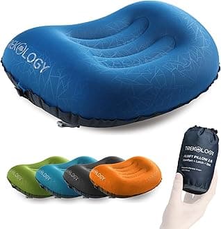 Trekology Ultralight Inflating Camping Travel Pillow - ALUFT 2.0 Compressible, Compact, Inflatable, Comfortable, Ergonomic Pillows for Neck & Lumbar Support While Camp, Backpacking
