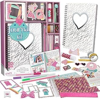 EDUMAN DIY Journal Set 70 Pcs for Girls - Art and Crafts Gift for Girls Age 8-12, Gifts Ideas, Stickers Toys for Teens - Kids Scrapbooking Kits - Diary Supplies