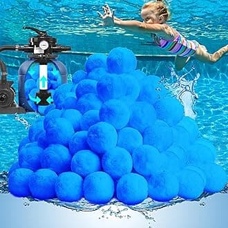 QwayHome 3.1lbs Pool Filter Balls, Reusable Filter Media Balls for Swimming Pool Sand Pump, Efficient Eco-Friendly Fiber Filter Balls, Pool Filter Sand Alternative, Equals 110lbs Filter Sand, Blue