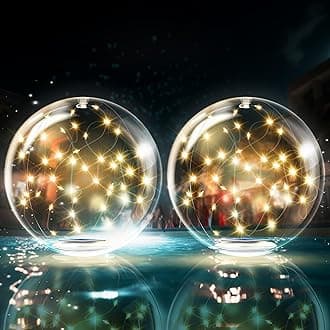 Tially Fairy Floating Pool Lights Solar Powered - 14" Inflatable Light Balls, For Pool, Inground Pools, Decorations Outdoor (2 Pack)