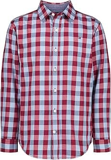 Boys' Long Sleeve Woven Button-down Shirt, Lightweight & Breathable
