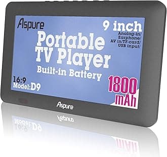 LEADSTAR 9 Inch Portable Small Digital DVB-T2 DVB-T TFT HD Screen Freeview LED TV for Car,Camping,Outdoor or Kitchen.Built-in 1800mAh Battery Television/Monitor with FM Multimedia Player with USB card