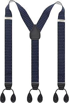 Y Back Button 1.4" Suspenders for Men with Stylish Leather Button Ends Long Lasting Stretch Ultimate Fashion