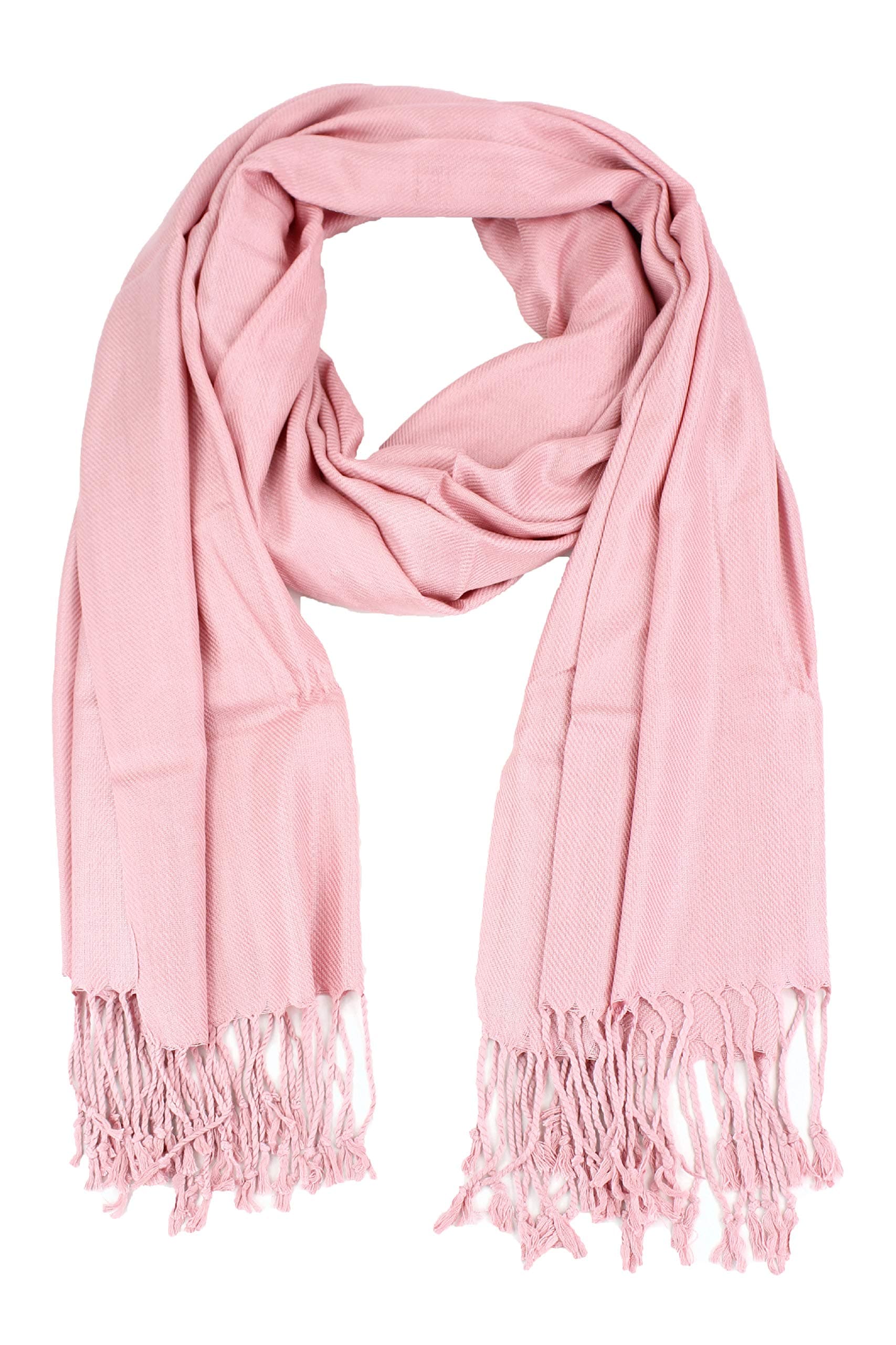 Paskmlna Large Solid Color Pashmina Shawl Wrap Scarf 80" X 27" - Pink - Large