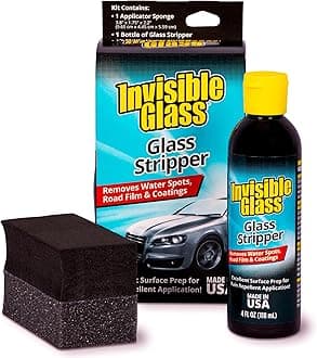 Invisible Glass 91411 3.38-Ounce Glass Stripper Water Spot Remover Kit Eliminates Coatings, Waxes, Oils and More to Polish and Restore Automotive Glass, white