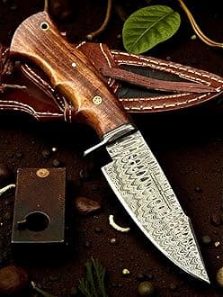 Poshland Handmade Damascus Steel 9 Inches Full Tang Skiner Knife - Solid Blank Blade