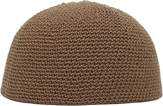 Hand-Crocheted Cotton Comfortable Dark Khaki Head Cover Skull Cap Prayer Cap Kufi
