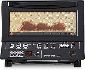 FlashXpress Toaster Oven Countertop, 4-Slice Compact Size with Double Infrared Heating, 6 Auto Cook Options and Precise Temperature Control, 1300W - NB-G110P-K (Black)