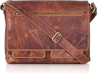 VALENCHI Real Genuine Leather 14" Laptop Messenger Bag/Briefcase For Men & Women