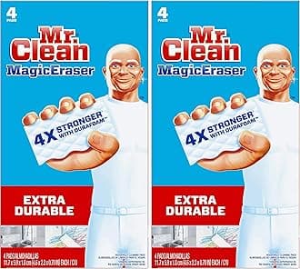 Magic Eraser, Extra Durable, Shoe, Bathroom, and Shower Cleaner, Cleaning Pads with Durafoam, 4 Count (Pack of 2)