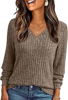 AUTOMET Womens V Neck Long Sleeve Shirt Fall Fashion Tops Tunic Dressy Casual Sweater Clothes Cute Trendy Work Outfits 2025