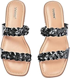 Sponsored Ad - Women's Flat Slide Sandals - Casual Classic Simple Strappy Slip on Flat Summer Sandals.