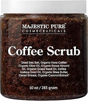 Majestic Pure Arabica Coffee Scrub - All Natural Body Scrub for Skin Care, Stretch Marks, Acne & Cellulite, Reduce the Look of Spider Veins, Eczema, Age Spots & Varicose Veins - 10 Ounces : Single Pac